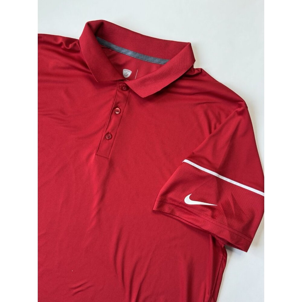 Nike Dri Fit NFL Equipment Training Red Golf Polo Shirt Size XL 100% Polyester